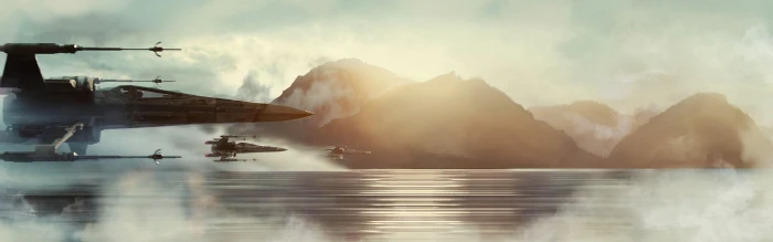 ultrawide Star Wars wing water sky fog reflection nature 2k
