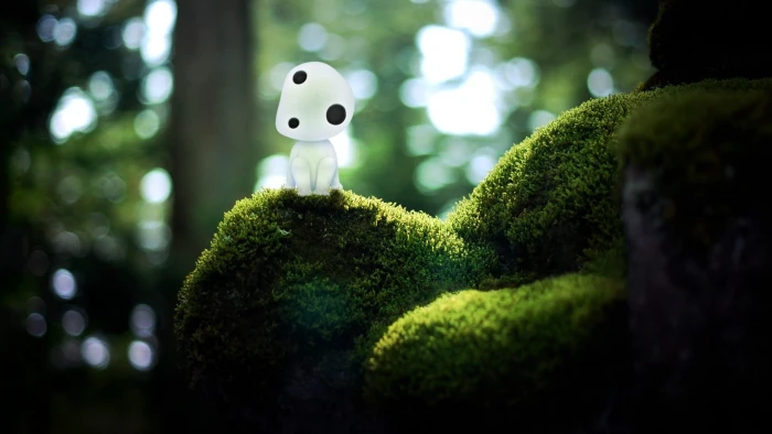 white figure illustration Studio Ghibli Princess Mononoke Kodama 2k