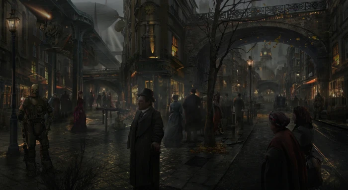 City Art landscape Urban street Old London Paint environment 2k
