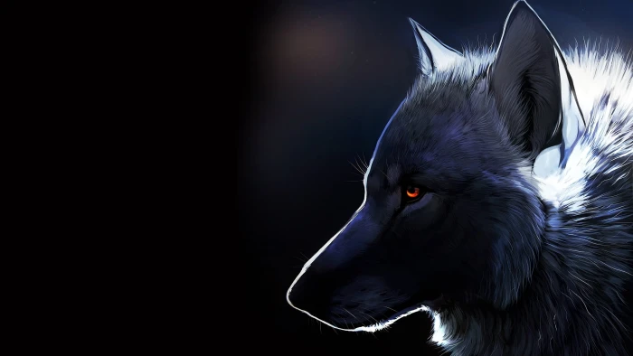 wolf illustration nature fantasy art glowing eyes dark animals 2k