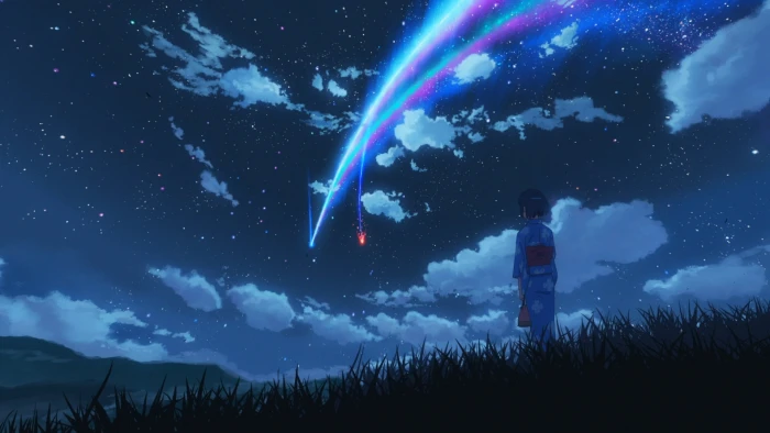 Your Name anime movie scene Kimi no Na Wa Makoto Shinkai starry night 2k