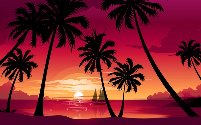 drawing Beach sunset 2k