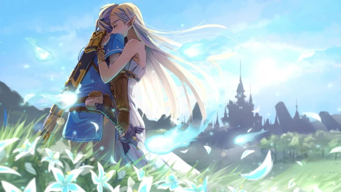 fantasy anime woman and man art The Legend of Zelda video games 2k