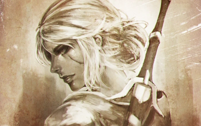 female character with sword digital wallpaper ciri witcher 2k