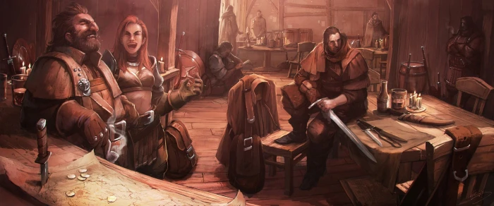 fictional characters inside room digital wallpaper artwork The Witcher 2k