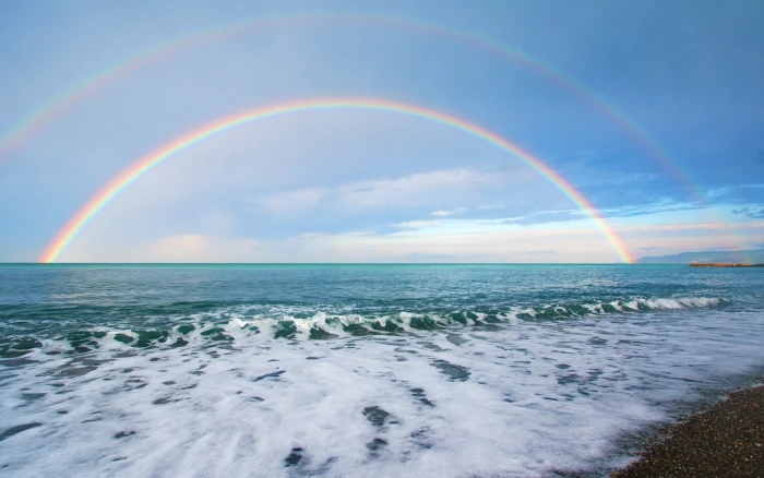 full size hd nature sea rainbow water horizon over 2k