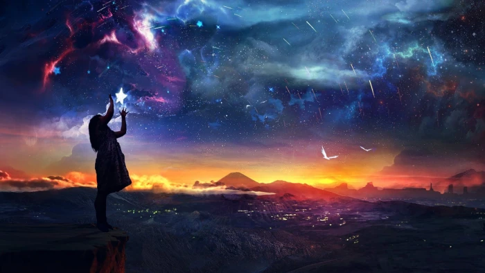 galaxy digital wallpaper artwork fantasy art women 2k