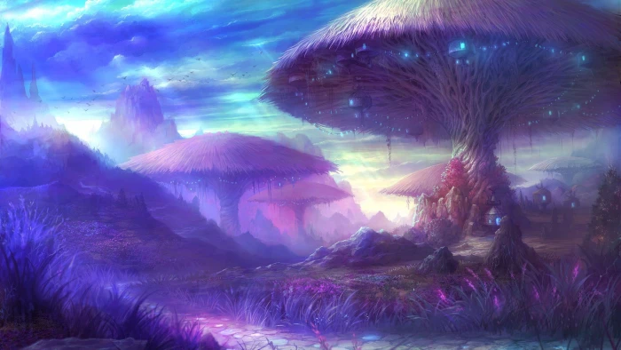game wallpaper fantasy art magic mushrooms Aion Online 2k