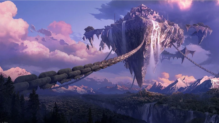 gameplay screenshot chains landscape Tera online digital art 2k