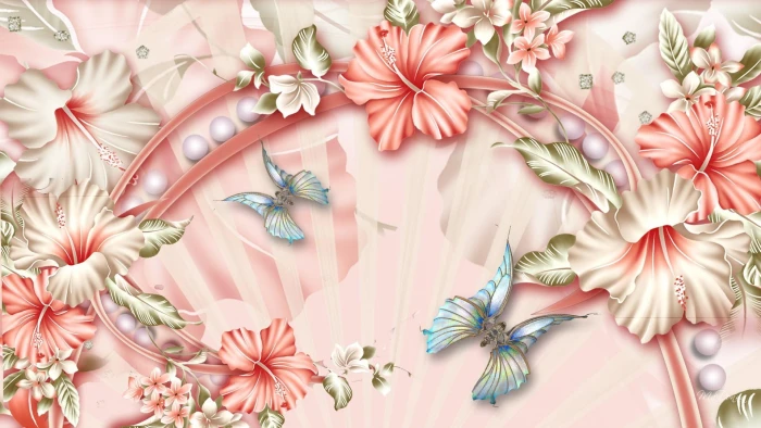 Glory Floral exotic butterfly exquisite fancy pink flowers 2k