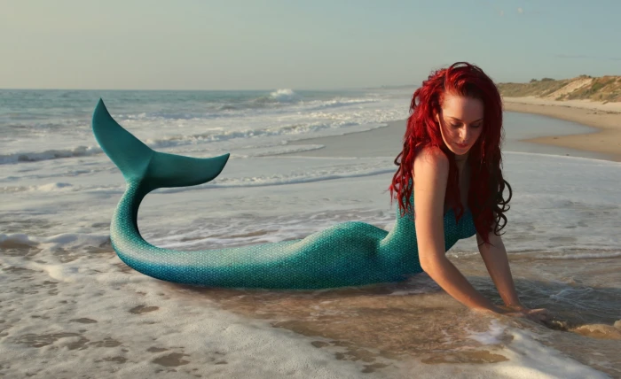 Jessica Mermaid red haired mermaid cosplay Aero Creative beach 2k