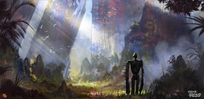 Laputa Castle in the Skies digital wallpaper artwork concept art 2k
