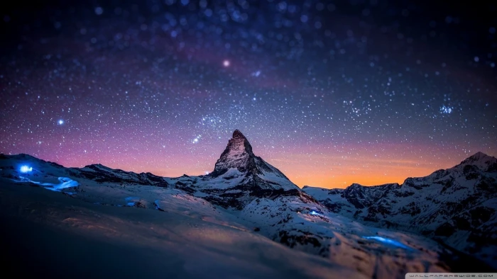 light mountains landscapes winter snow night stars tiltshift skyscapes Nature Mountains HD Art 2k