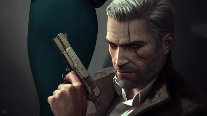 man holding gun wallpaper The Witcher 3 Wild Hunt 2k