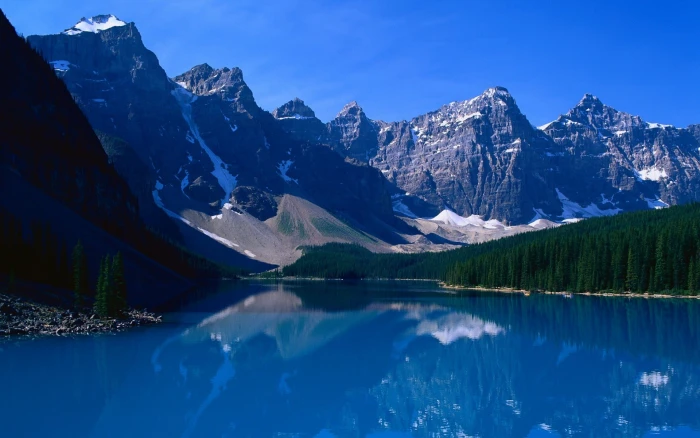 mountain near body of water Moraine Lake nature landscape 2k