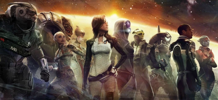 movie illustration Mass Effect 2 video games game characters 2k