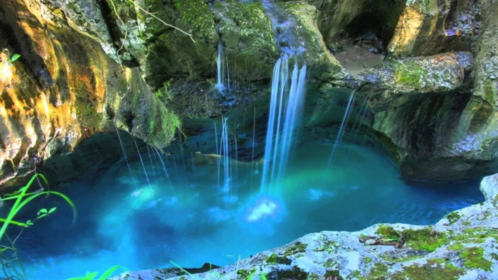 nature waterfall river rock landscape stone forest stream 2k