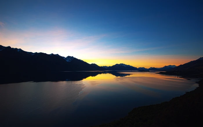 New Zealand beautiful nature scenery sunset views of lake and mountain 2k