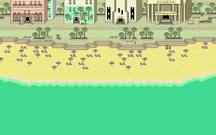 painting of beach pixels pixel art Earthbound no people yellow 2k