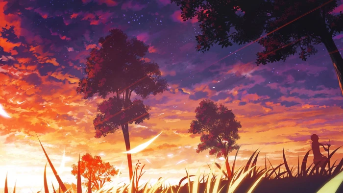 painting of brown trees person facing illustration anime 2k
