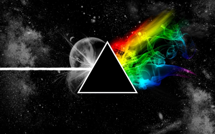pink floyd triangle space planet colors abstract backgrounds 2k