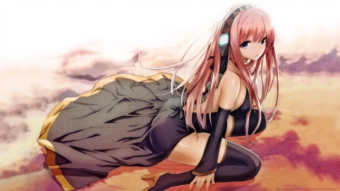 pink haired female anime character wallpaper girls Megurine Luka 2k
