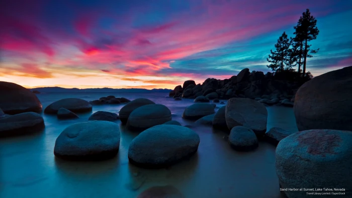 Sand Harbor at Sunset Lake Tahoe Nevada Nature 2k