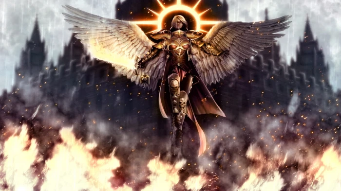 skulls video games wings fire warhammer halo fantasy art armor artwork sisters of battle girls w Abstract Fantasy HD Art 2k
