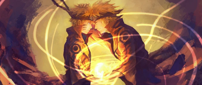 Uzumaki Naturo and Minato digital wallpaper ultra wide Naruto Shippuuden 2k