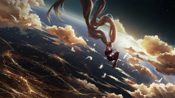 Vocaloid Hatsune Miku wallpaper falling nature sea animals in the wild 2k