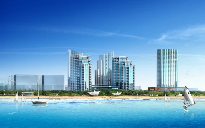 white and brown concrete high rise building beach exterior 2k