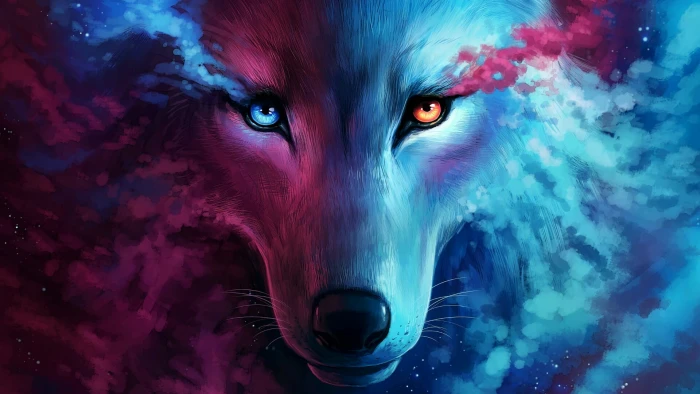 wolf art fantasy eyes wild animal 2k