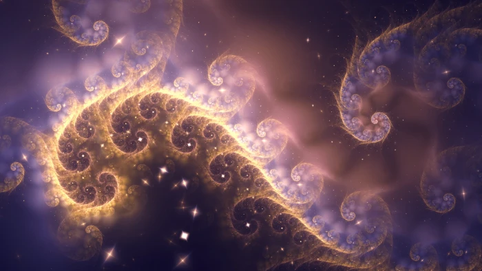 yellow purple and black abstract digital wallpaper fractal 2k