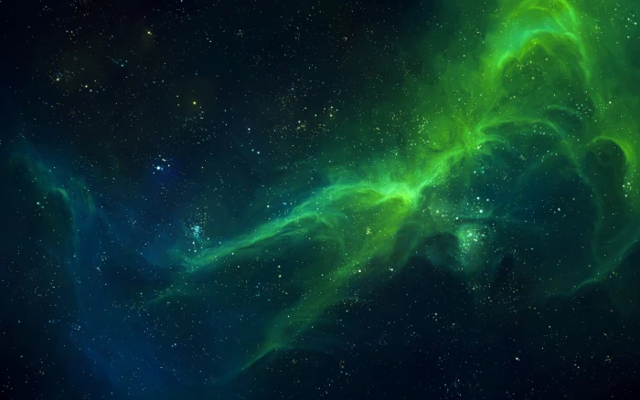green clouds space art nebula stars TylerCreatesWorlds 2k