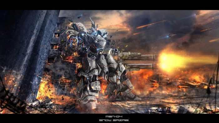 gray robot wallpaper Sazabi mech anime Mobile Suit Gundam 2k