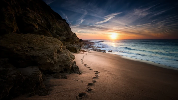landscape photography of seashore during sunset nature coast 2k