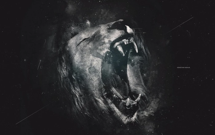 lion roar wallpaper abstract artwork animals digital art 2k