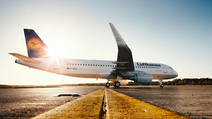 lufthansa airbus a airplane sunray runway air vehicle 2k