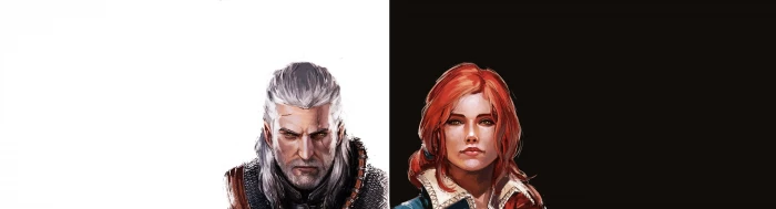 male and female characters illustration Triss Merigold Geralt of Rivia 2k 4k