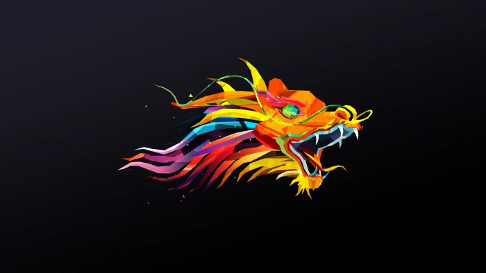 multicolored dragon head illustration abstract Justin Maller 2k