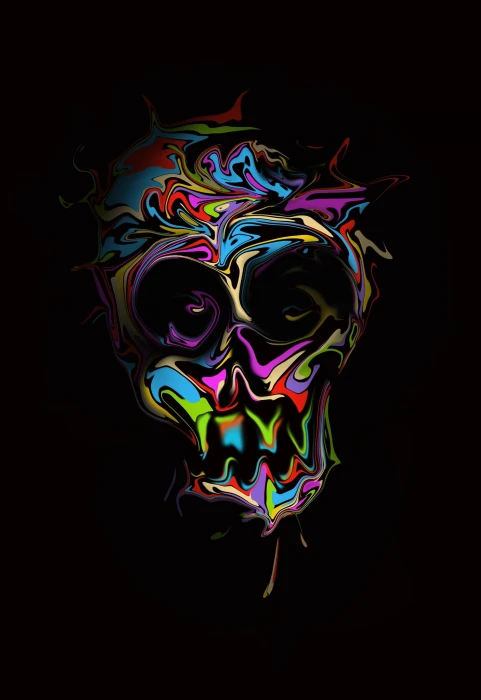 multicolored skull artwork digital art simple background colorful 2k
