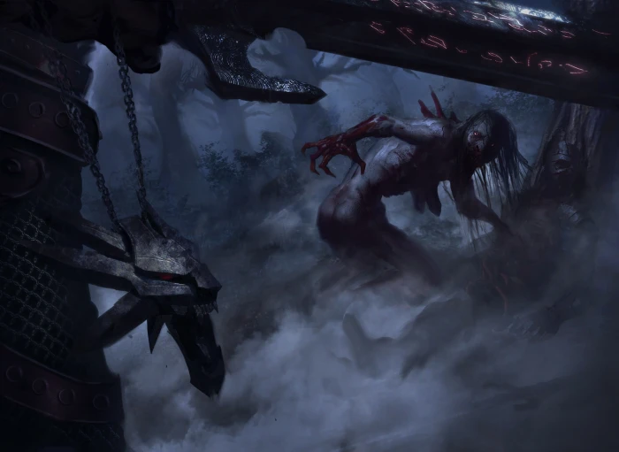 monster painting witcher geralt The Witcher 3 Wild Hunt Geralt of Rivia 2k