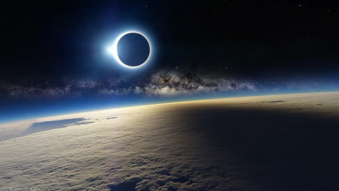 moon illustration space Earth landscape eclipse solar 2k