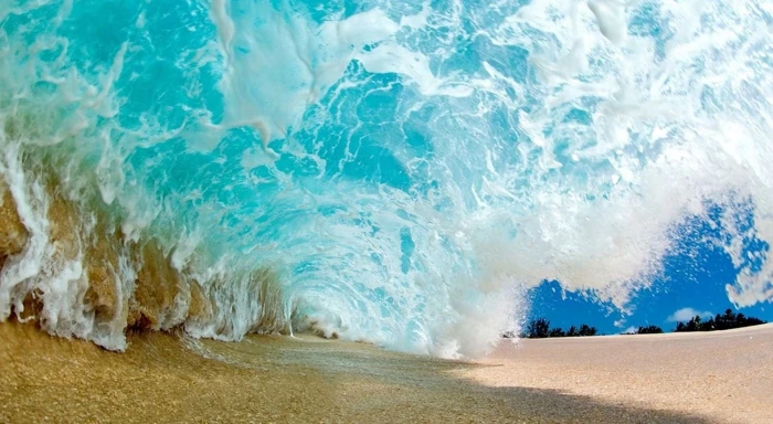 nature photography landscape waves sea sand tunnel beach 2k