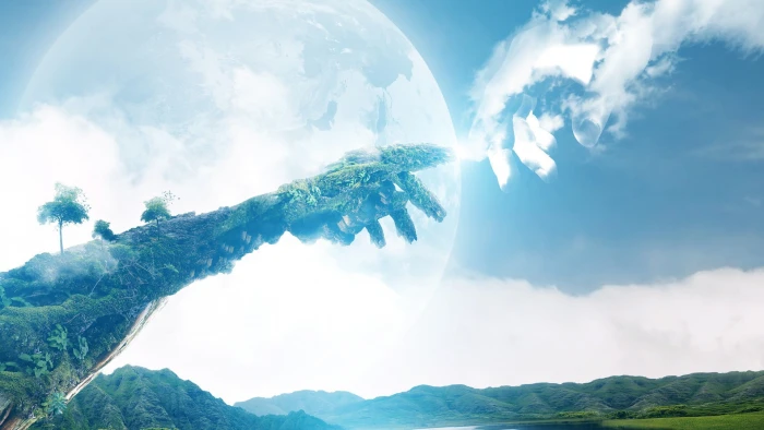 nature hand and cloud illustration hands fantasy art digital 2k
