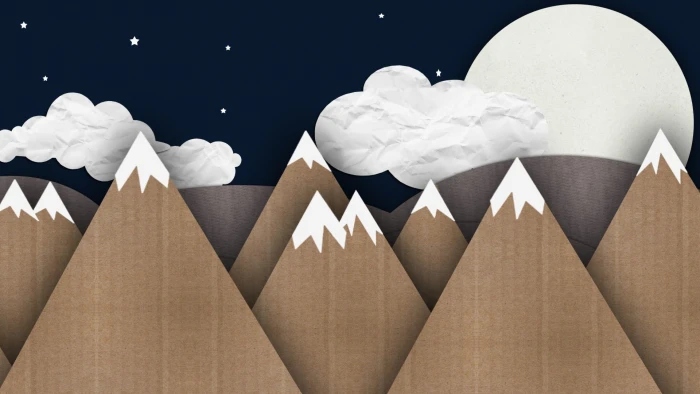 nature landscape mountains snowy peak digital art clouds 2k