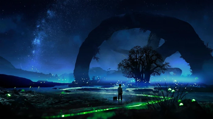nature sky atmosphere darkness night fantasy landscape 2k