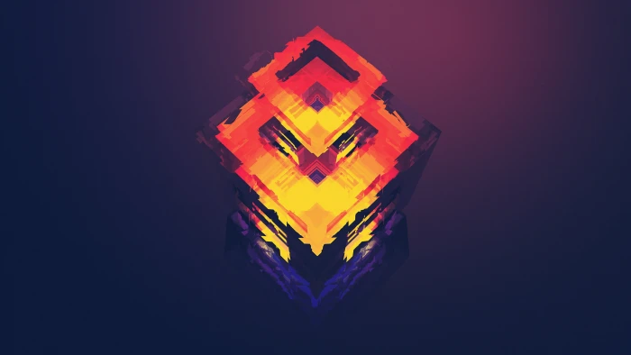 orange and purple cube digital wallpaper abstract Justin Maller 2k