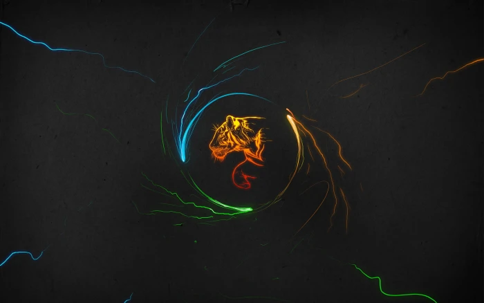 orange tiger illustration artwork digital art lines lights 2k