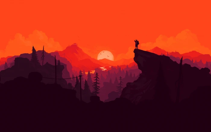 person standing on mountain cliff painting illustration landscape 16 2k 4k